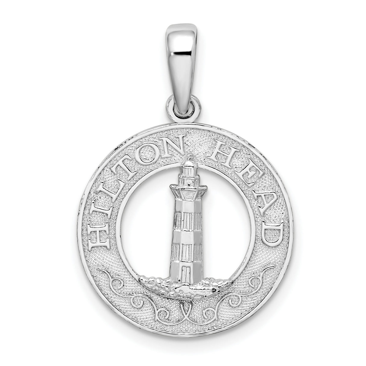 Sterling Silver Hilton Head Lighthouse Pendant, Nautical Island Travel Souvenir Jewelry for Women