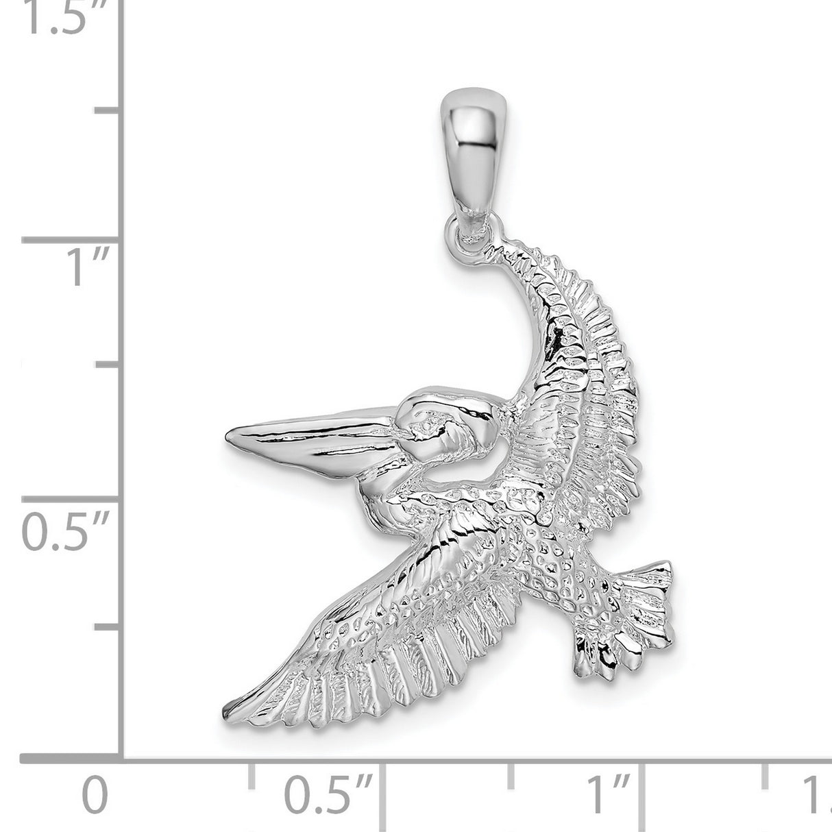 Sterling Silver Pelican Pendant with Bird in Flight Design, Coastal Wildlife Charm