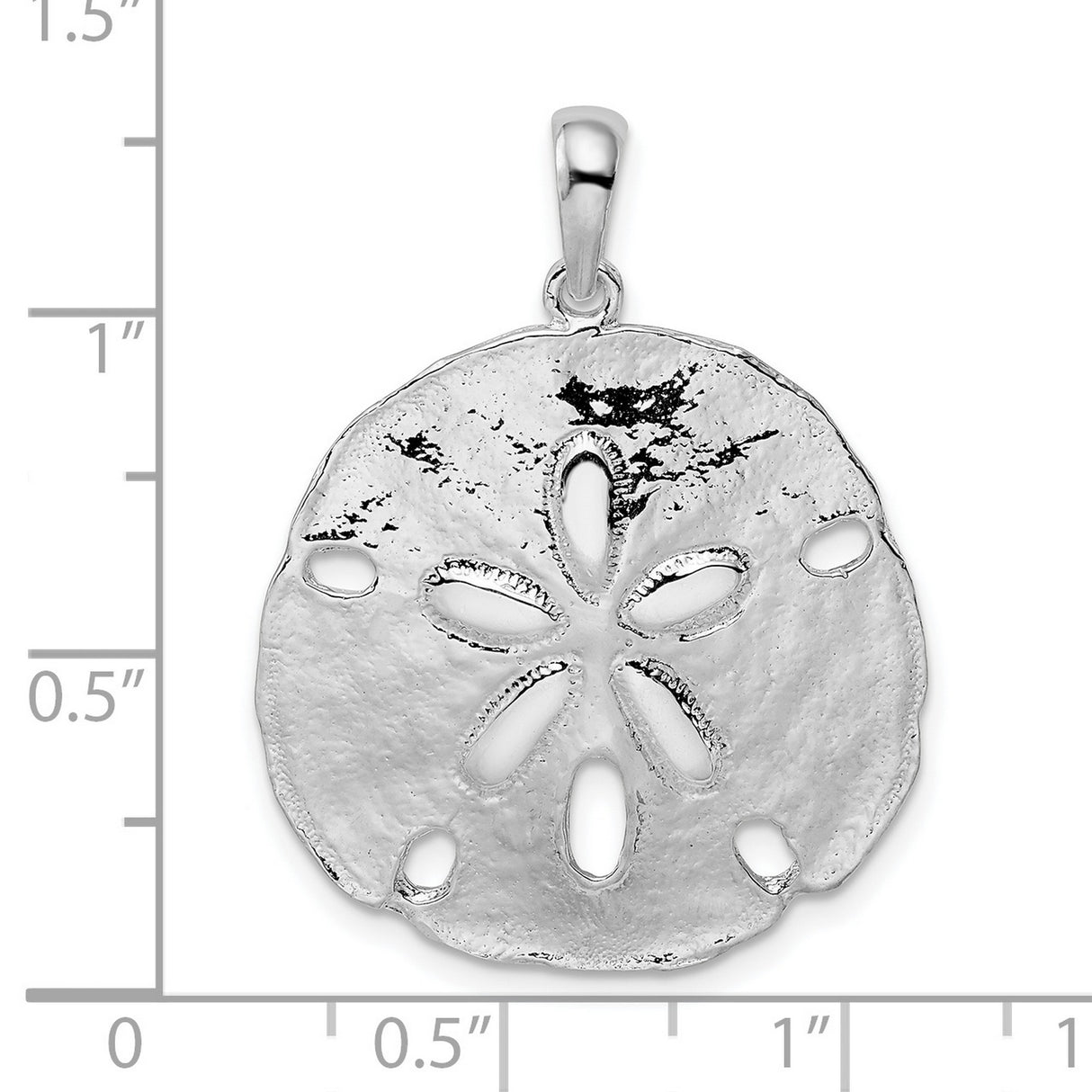Sterling Silver Sand Dollar Pendant with Textured Finish and Cutout Ocean Design