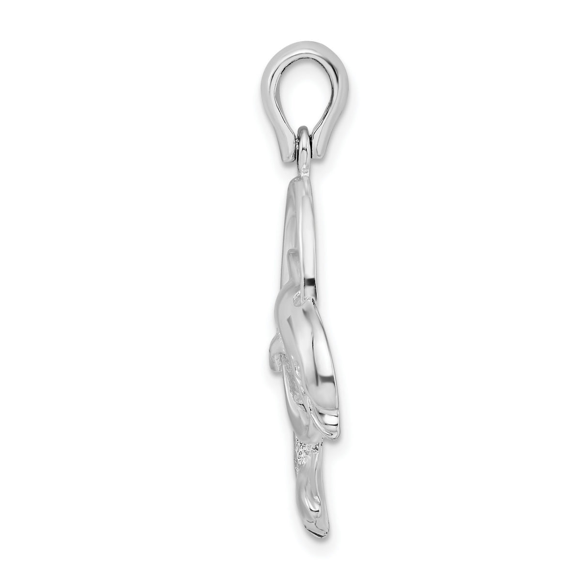 Sterling Silver Dolphin Pendant with Jumping Dolphin Through Hoop, Nautical Marine Life Theme