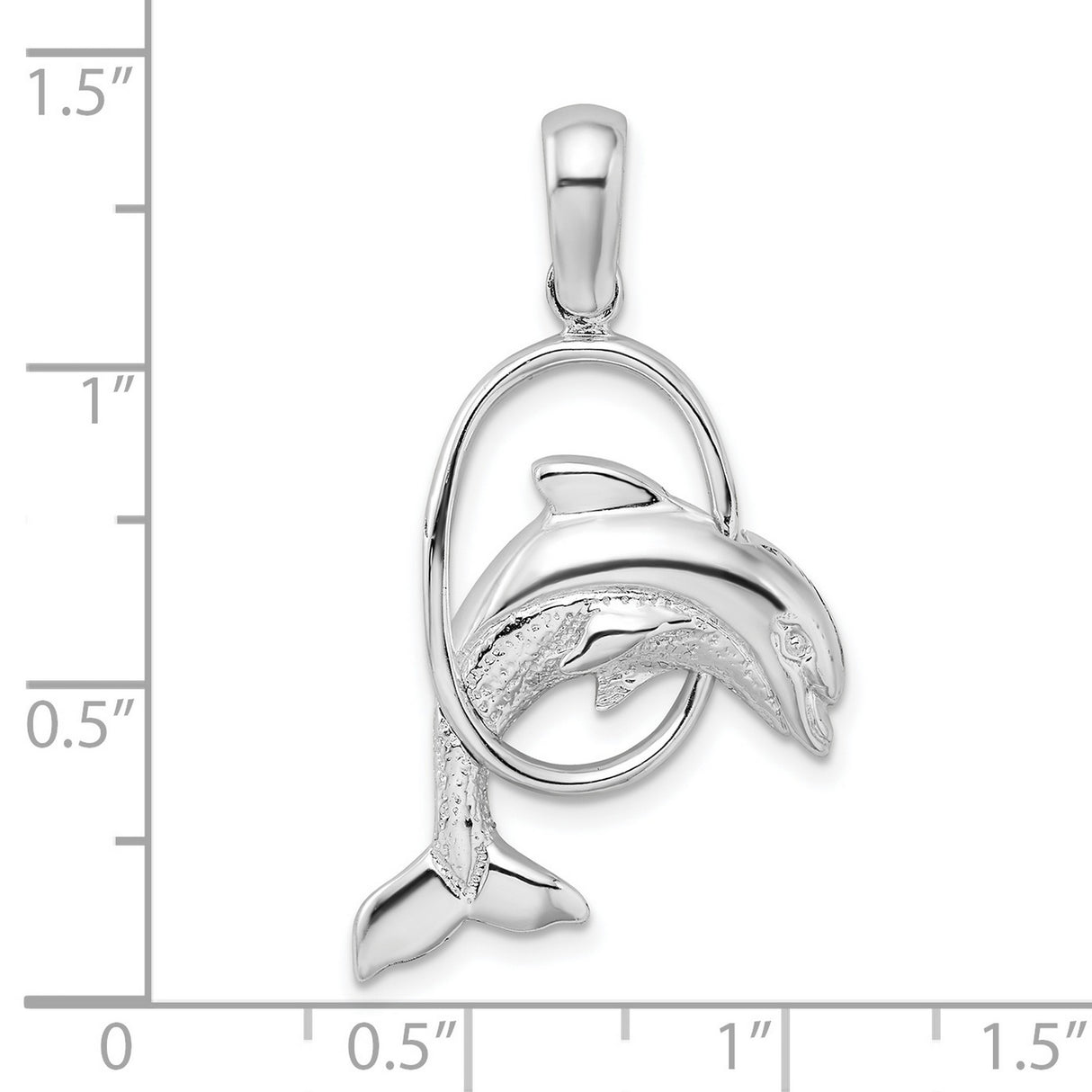 Sterling Silver Dolphin Pendant with Jumping Dolphin Through Hoop, Nautical Marine Life Theme