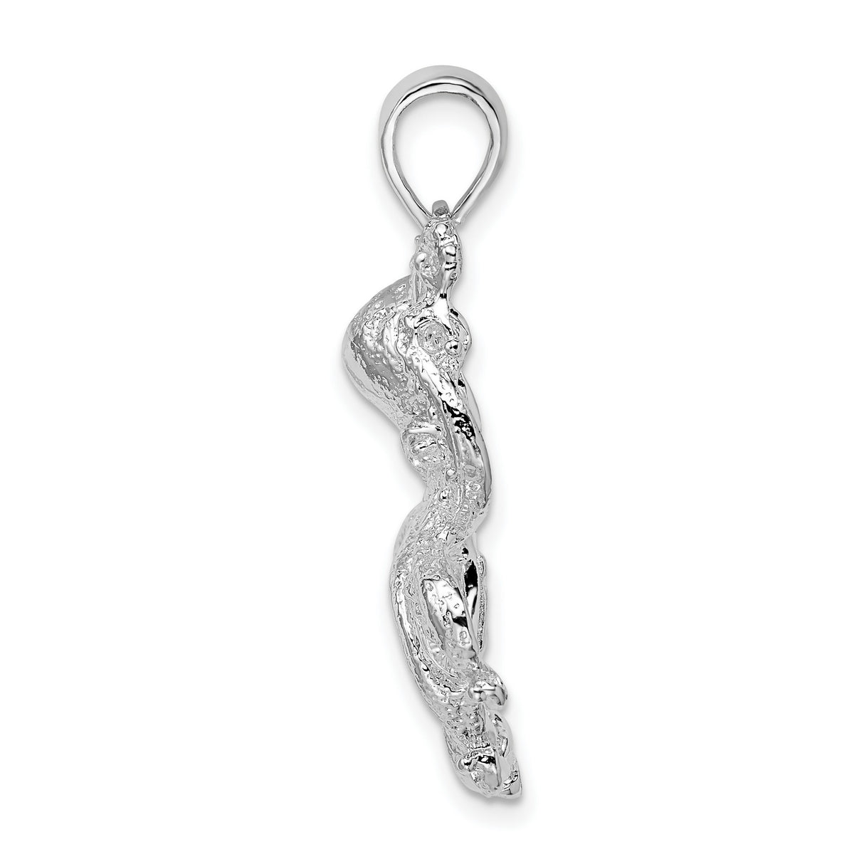 Sterling Silver Octopus Pendant with Textured Tentacle Design, Nautical Marine Style