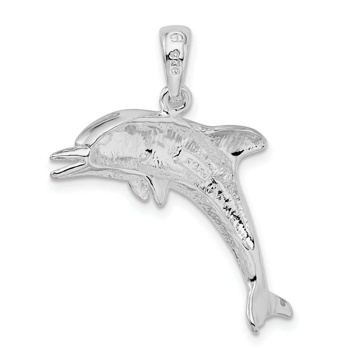 Sterling Silver Dolphin Pendant with Leaping Dolphin Design, Ocean-Inspired Nautical Jewelry