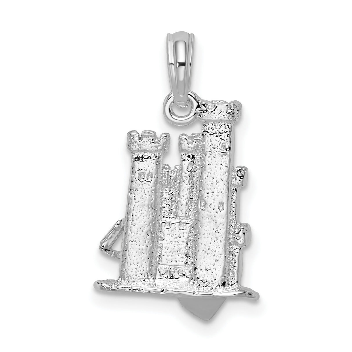 Sterling Silver Sandcastle and Shovel Pendant, 3D Beach Theme Jewelry for Women or Unisex