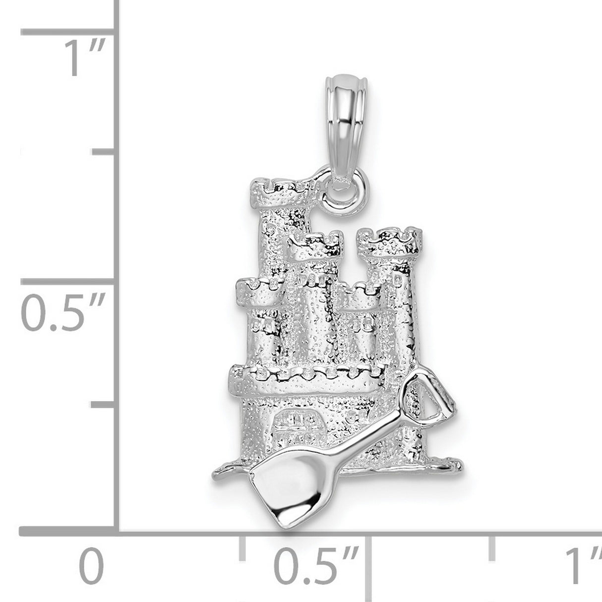 Sterling Silver Sandcastle and Shovel Pendant, 3D Beach Theme Jewelry for Women or Unisex