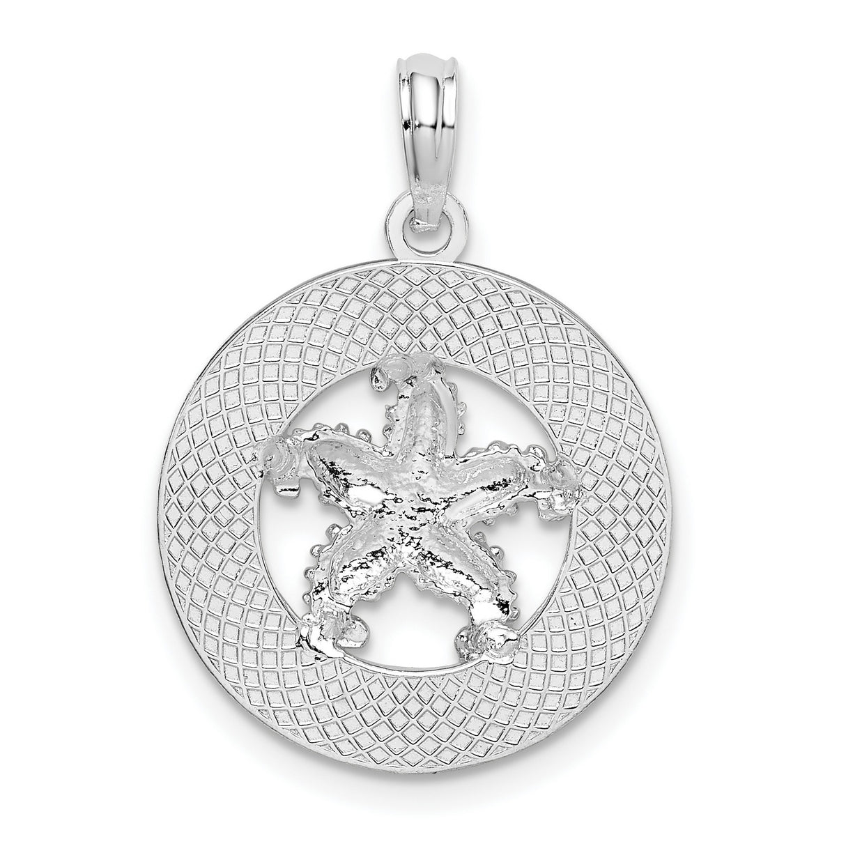Sterling Silver Bahamas Pendant with Textured Starfish, Nautical Island Travel Jewelry