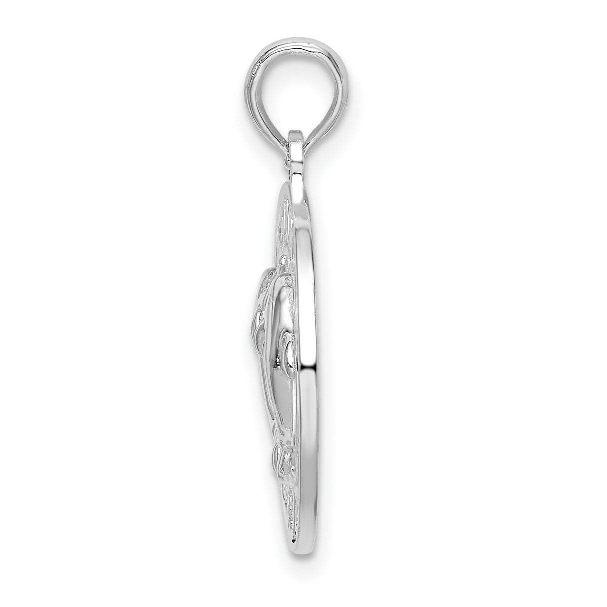 Sterling Silver Dolphin Pendant with Heart-Shaped Two Dolphin Design, Ocean Travel Theme