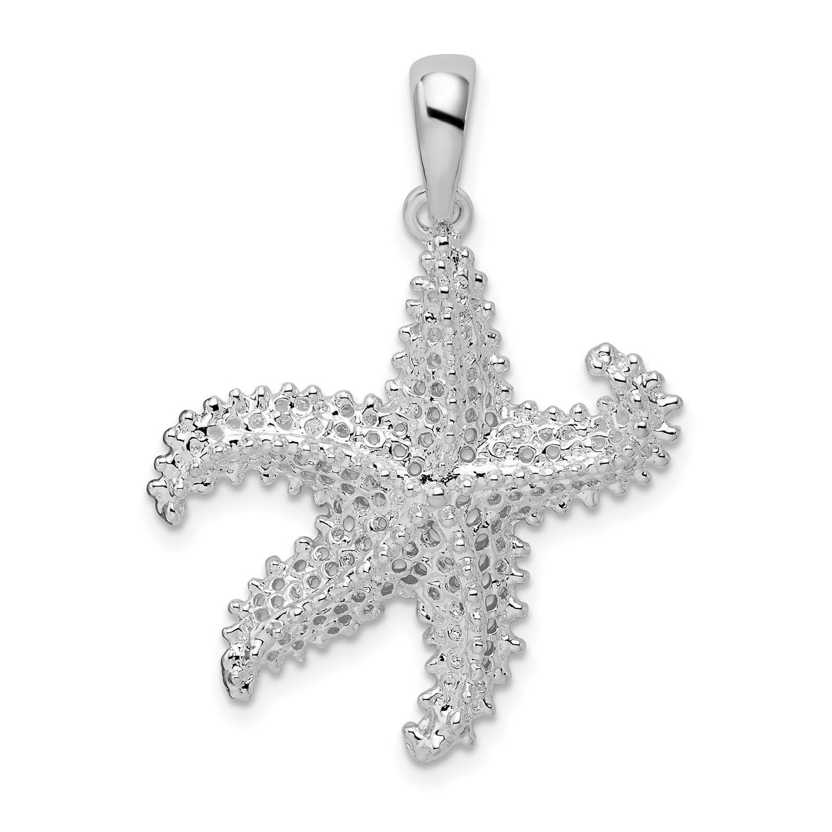 Sterling Silver Starfish Pendant, Textured Ocean Charm with Nautical Sea Life Motif