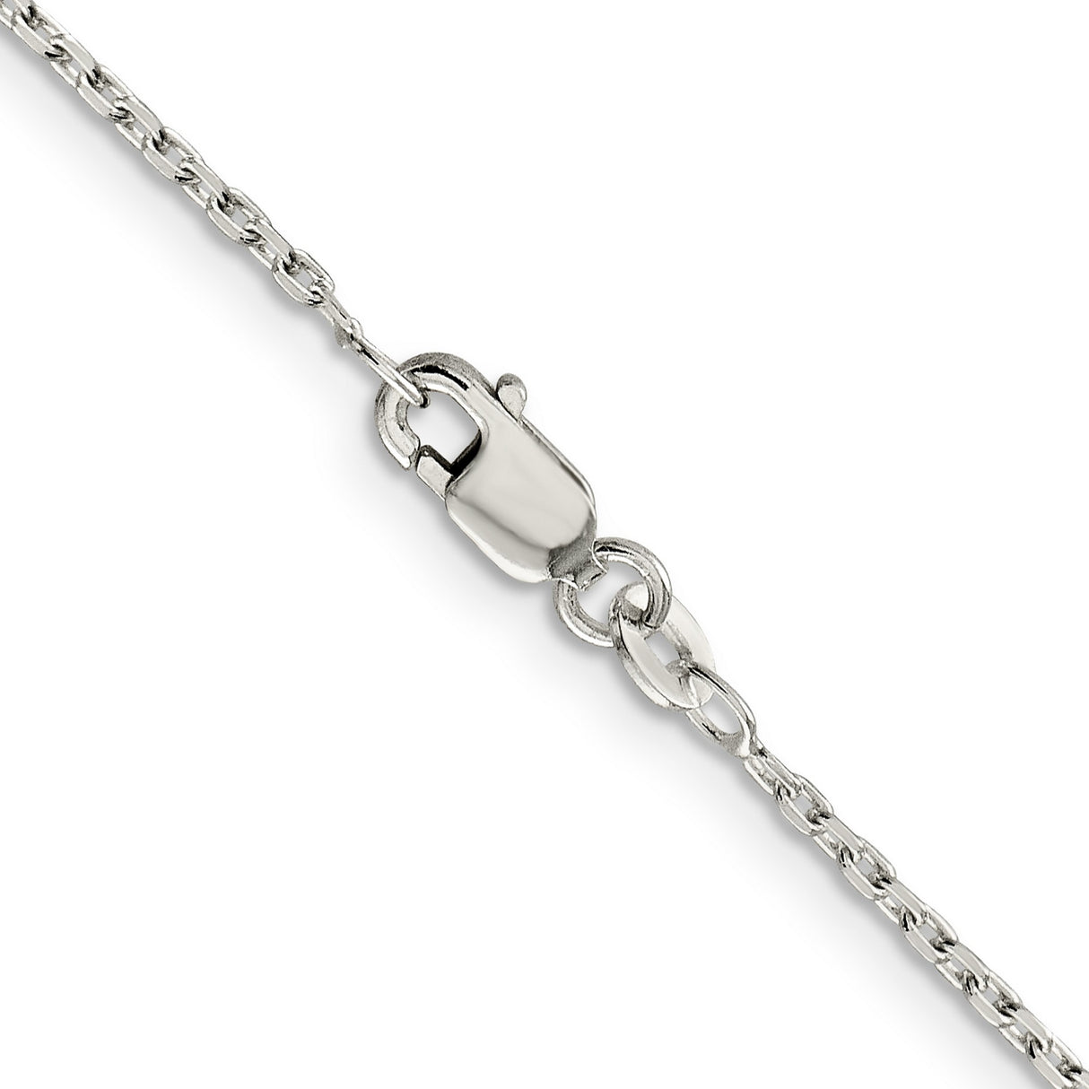 925 White Gold 1.5 mm Polished Chain Necklace, Solid alternate angle