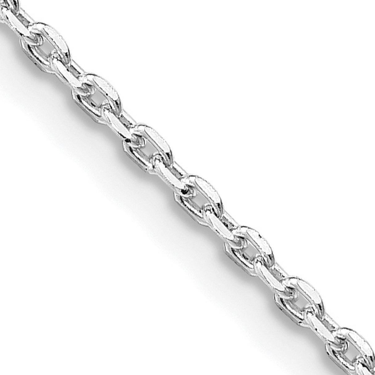 925 White Gold 1.5 mm Polished Chain Necklace, Solid detail view