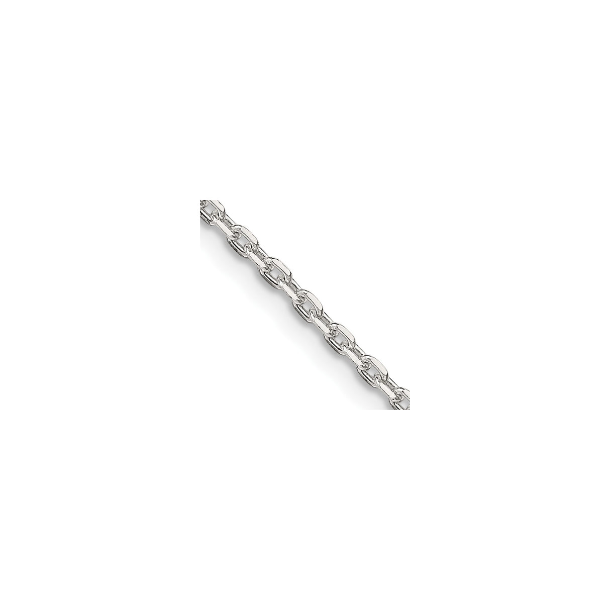 925 White Gold 2 mm Polished Chain Necklace, Solid alternate angle