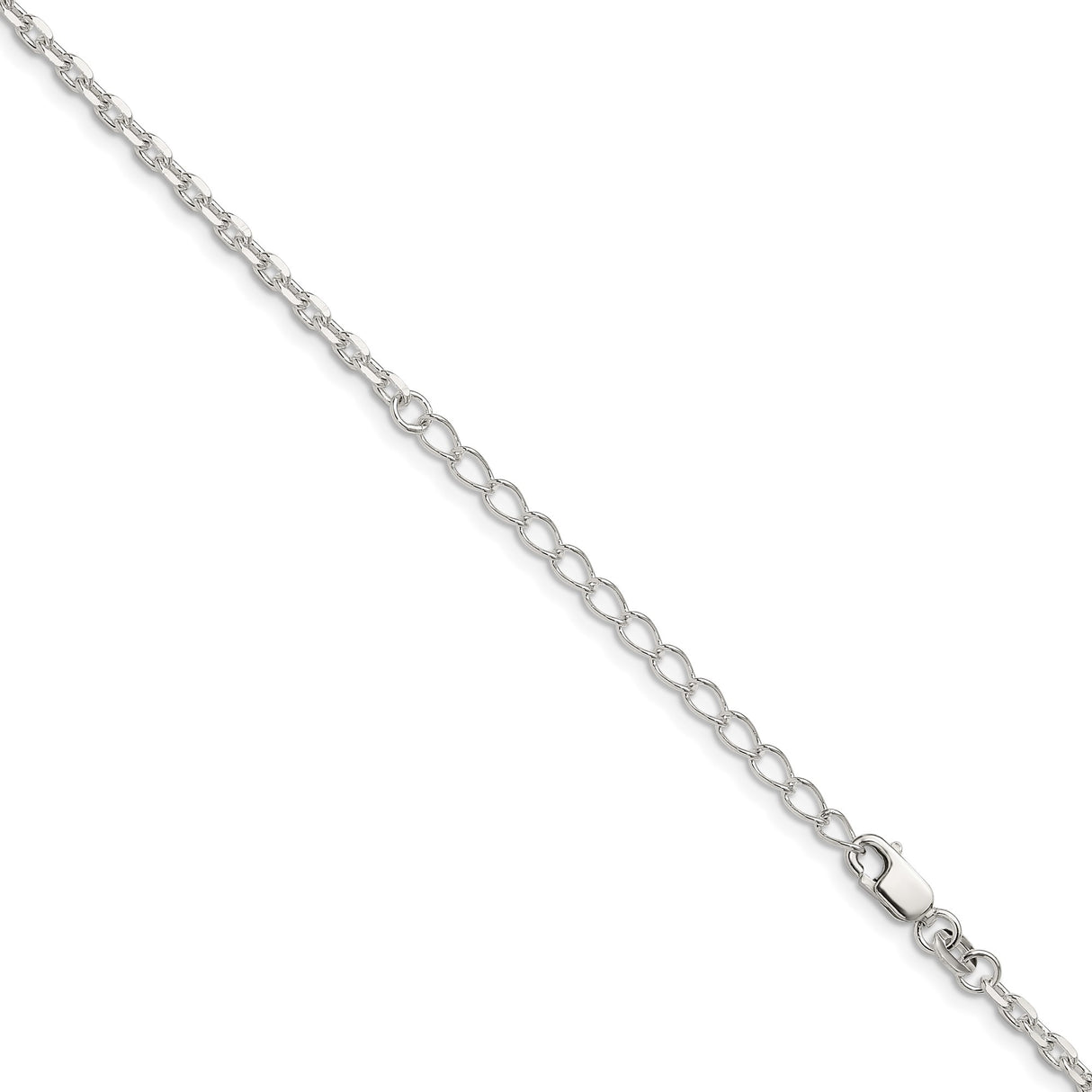 925 White Gold 2.75 mm Polished Chain Necklace, Solid detail view