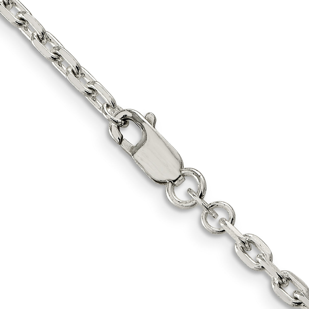 925 White Gold 3.25 mm Polished Chain Necklace, Solid alternate angle