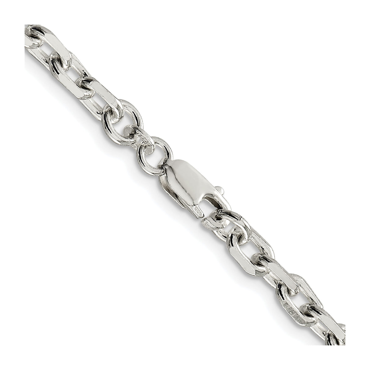 925 White Gold 4.9 mm Polished Chain Necklace alternate angle