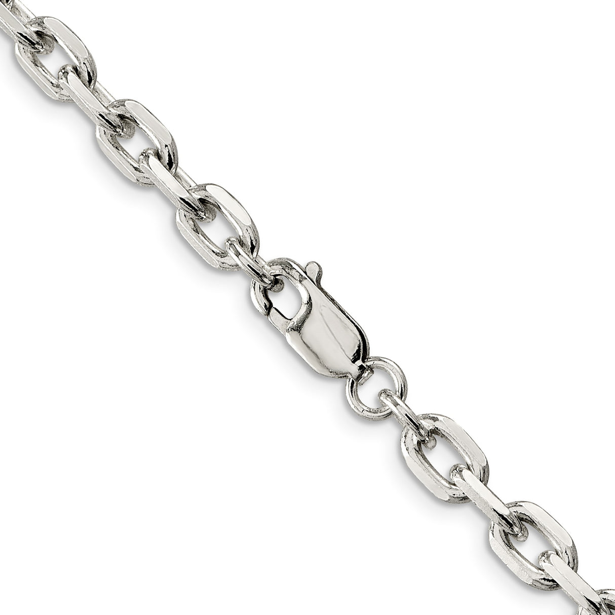 925 White Gold 5.4 mm Polished Chain Necklace, Solid alternate angle