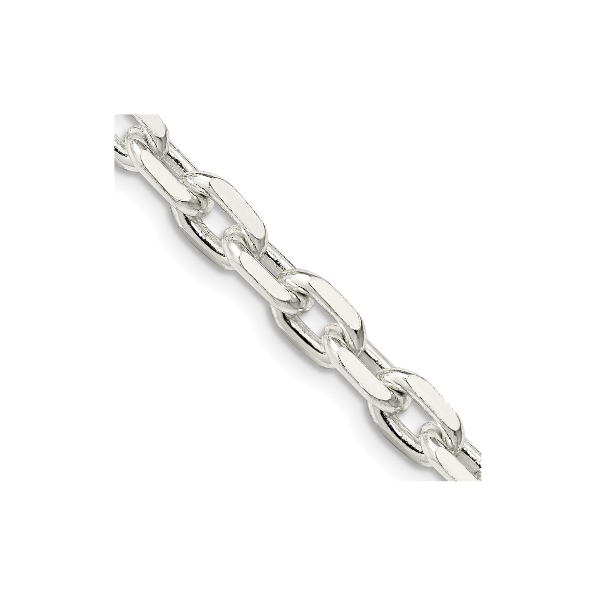 925 White Gold 5.4 mm Polished Chain Necklace, Solid detail view