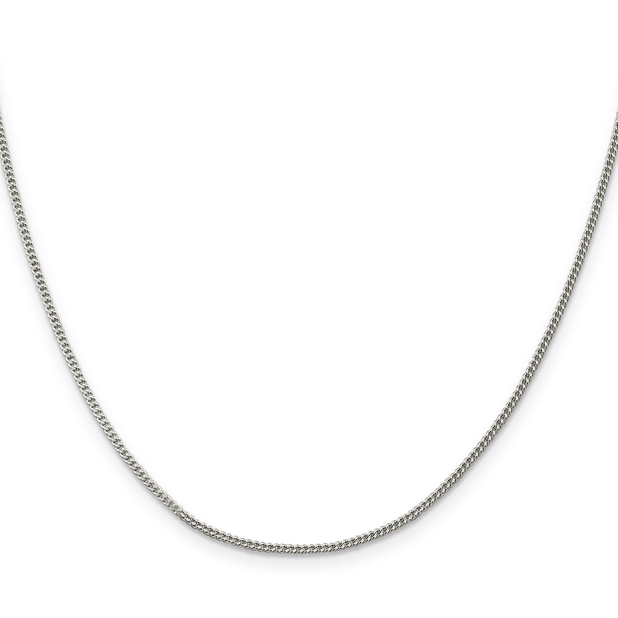925 White Gold 1.5 mm Curb Chain Necklace, Polished