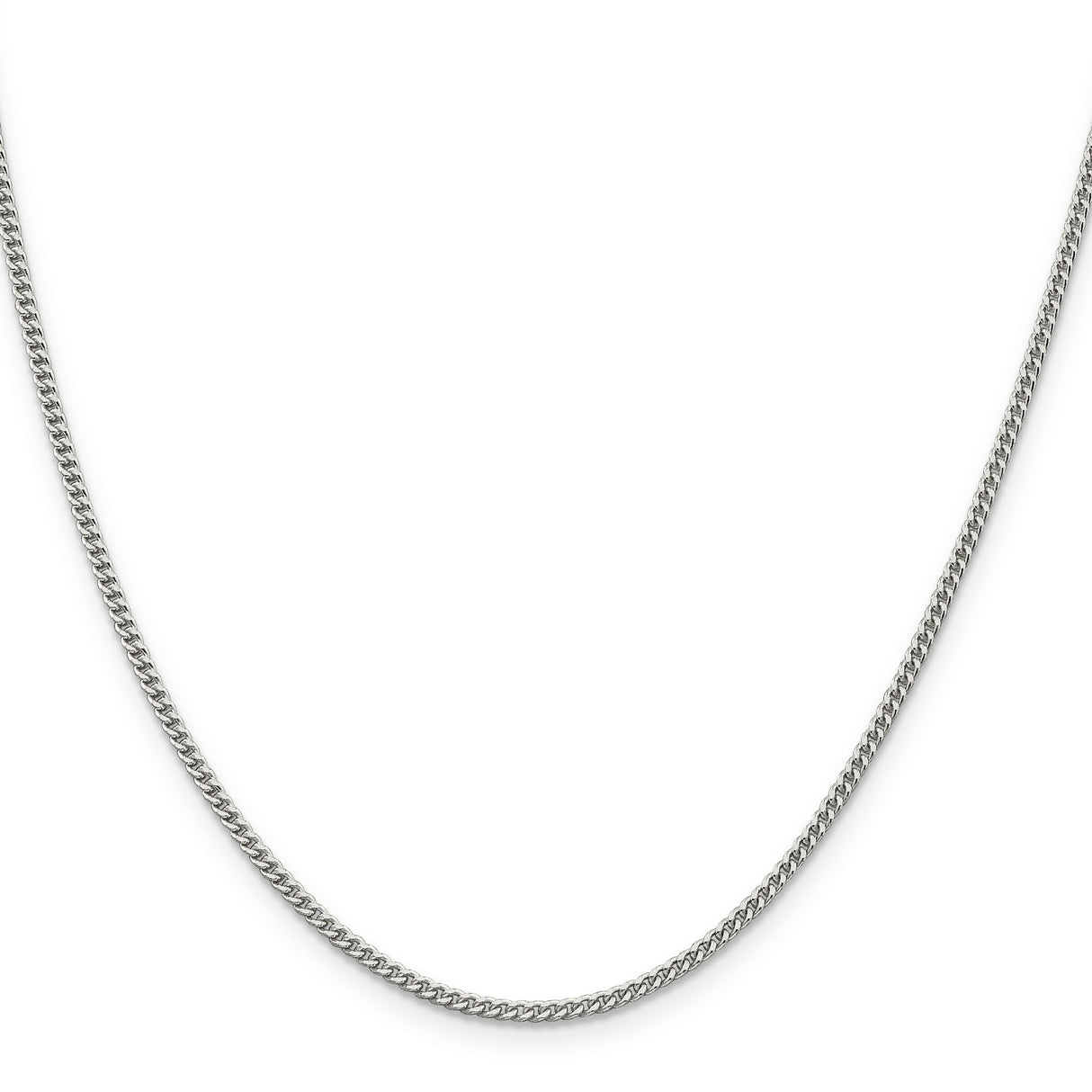 925 White Gold 2 mm Curb Chain Necklace, Polished