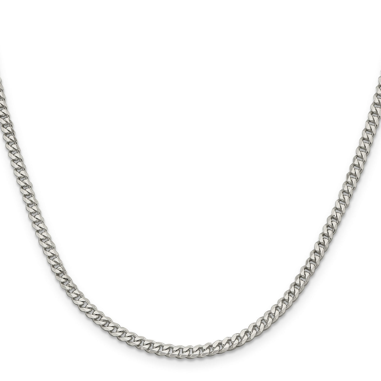 925 White Gold 3.5 mm Curb Chain Necklace, Polished
