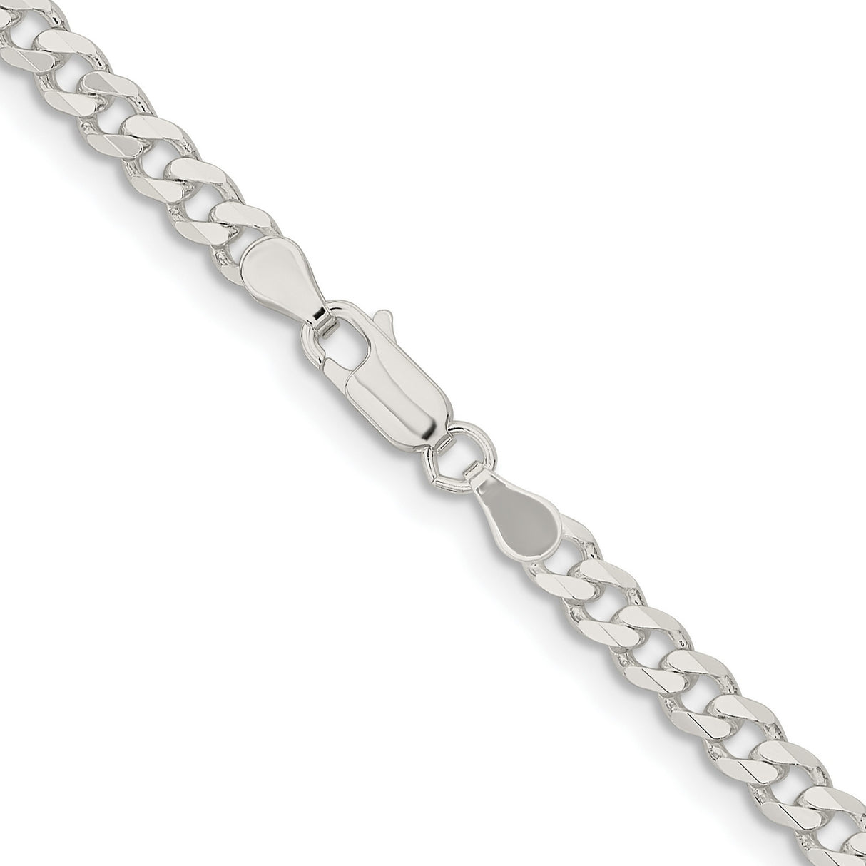 925 White Gold 4.5 mm Curb Chain Necklace, Polished alternate angle