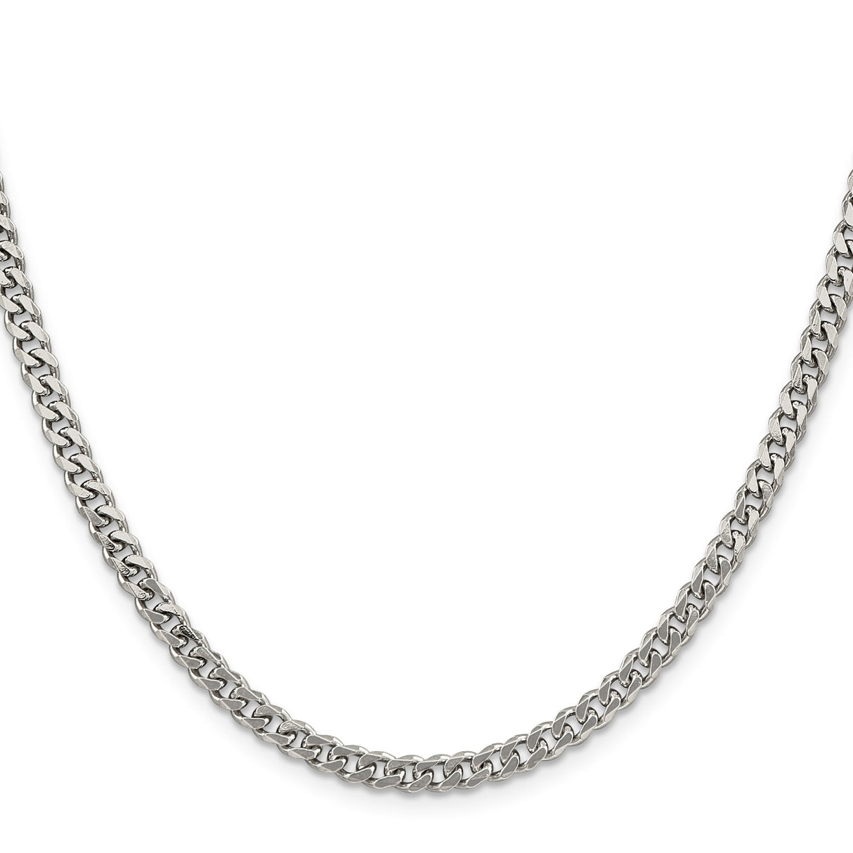 925 White Gold 4.5 mm Curb Chain Necklace, Polished
