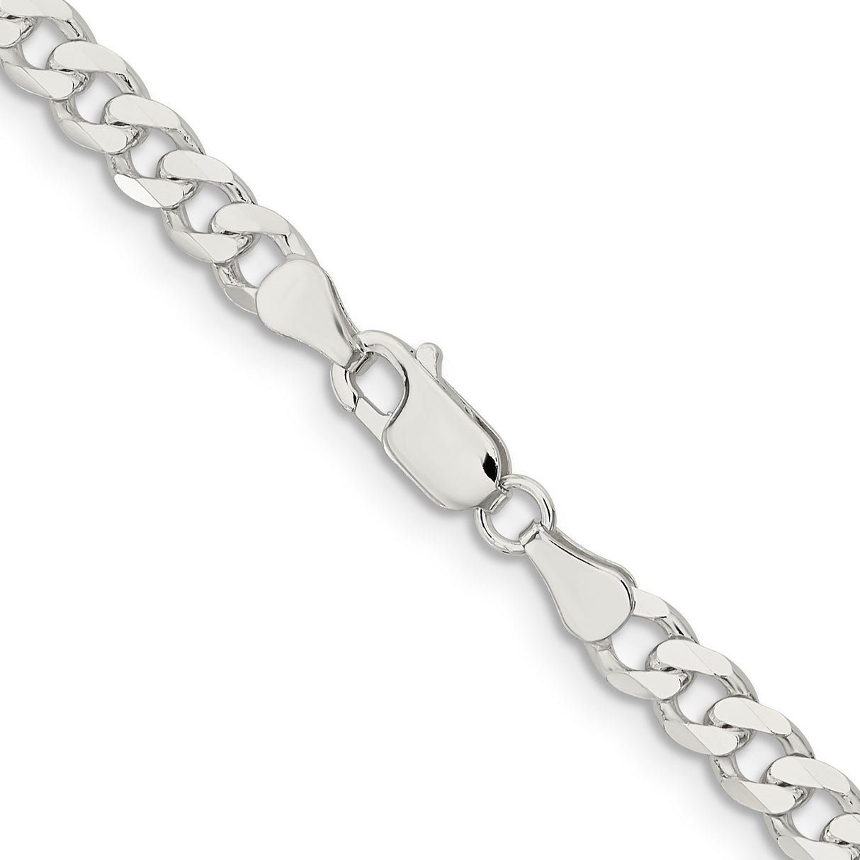 925 White Gold 5.7 mm Curb Chain Necklace, Polished alternate angle