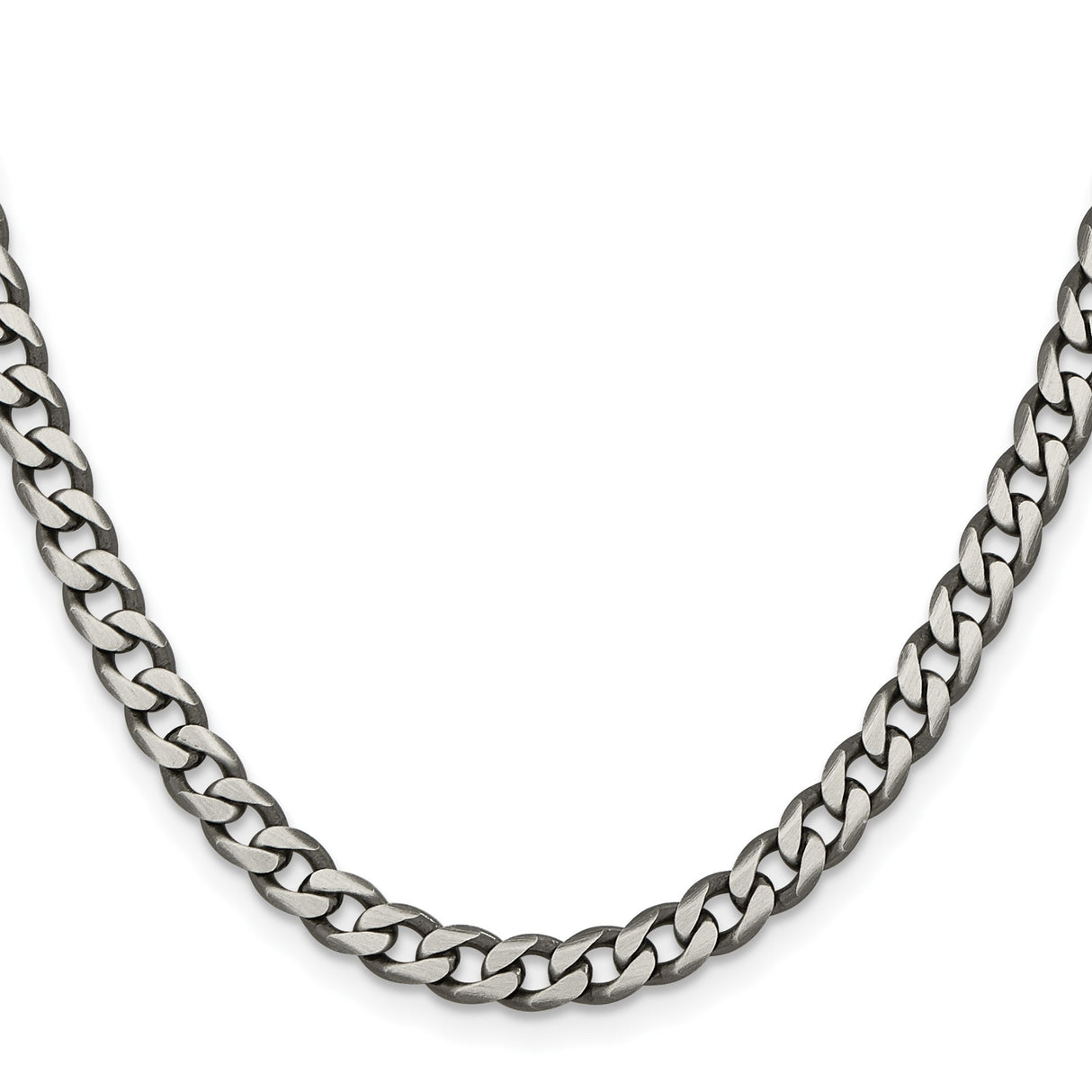 925 White Gold 6 mm Curb Chain Necklace, Solid