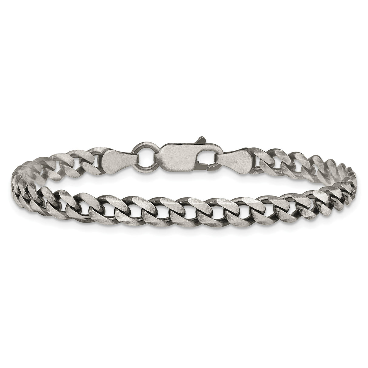 925 White Gold 6 mm Curb Chain Anklet, Solid alternate angle
