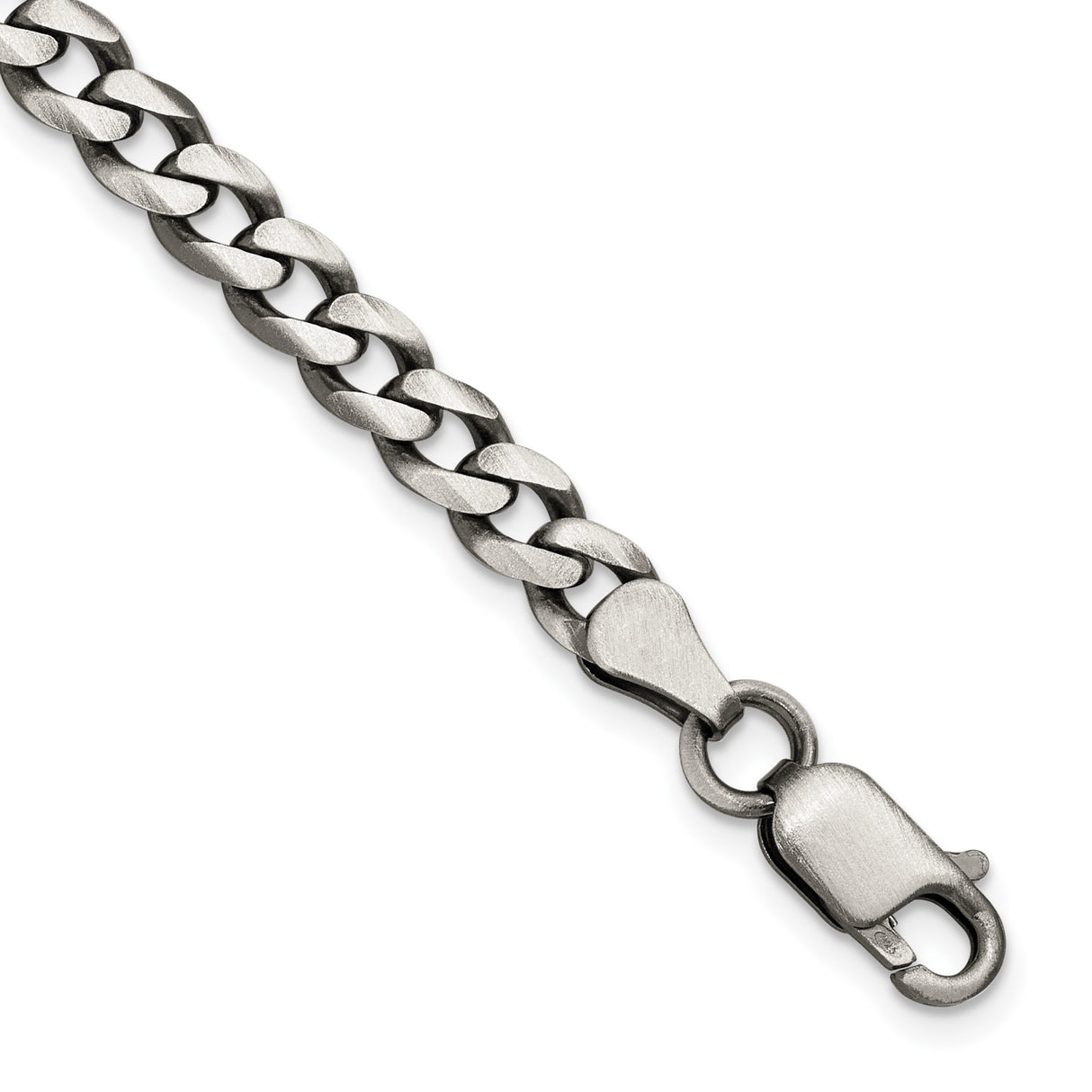 925 White Gold 6 mm Curb Chain Anklet, Solid detail view