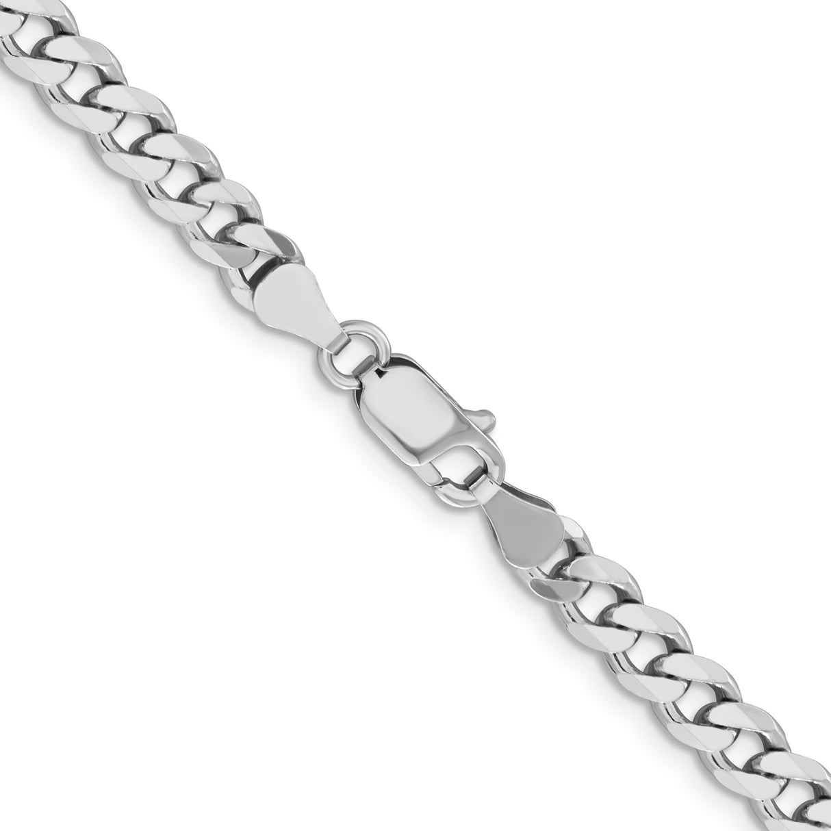 925 White Gold 5.7 mm Curb Chain Necklace, Polished alternate angle