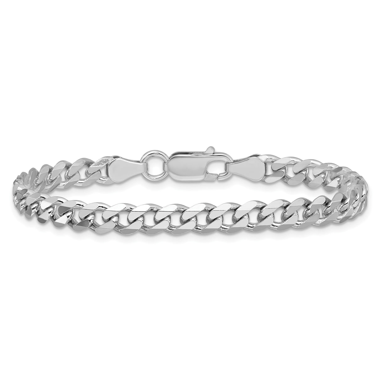 925 White Gold 5.7 mm Curb Chain Anklet, Polished alternate angle