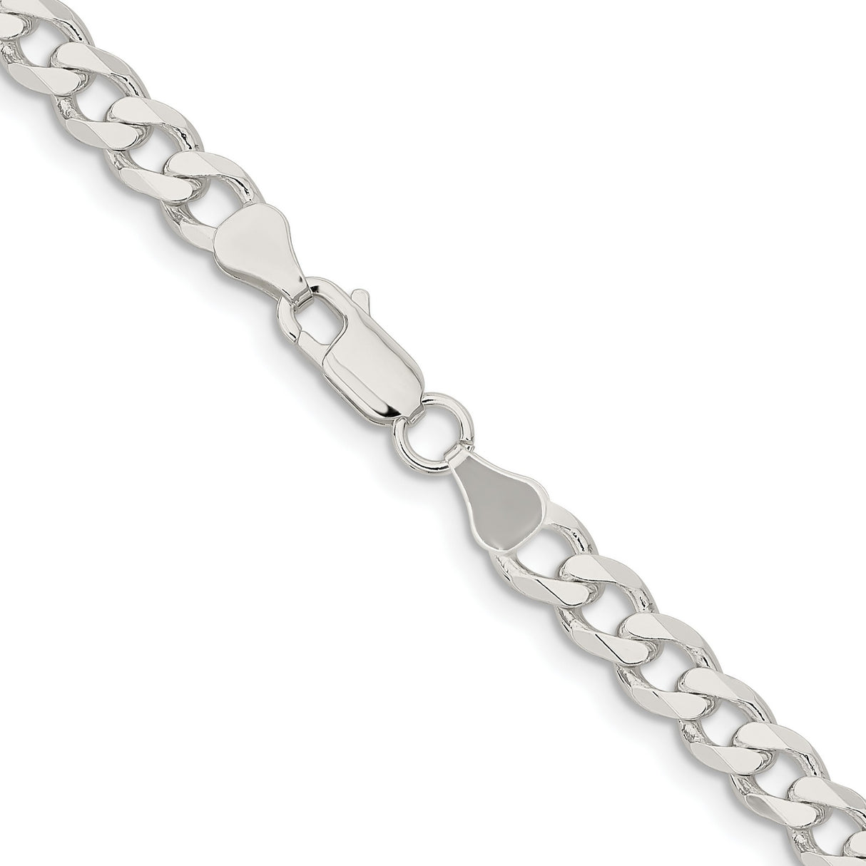 925 White Gold 6.5 mm Curb Chain Necklace, Polished alternate angle