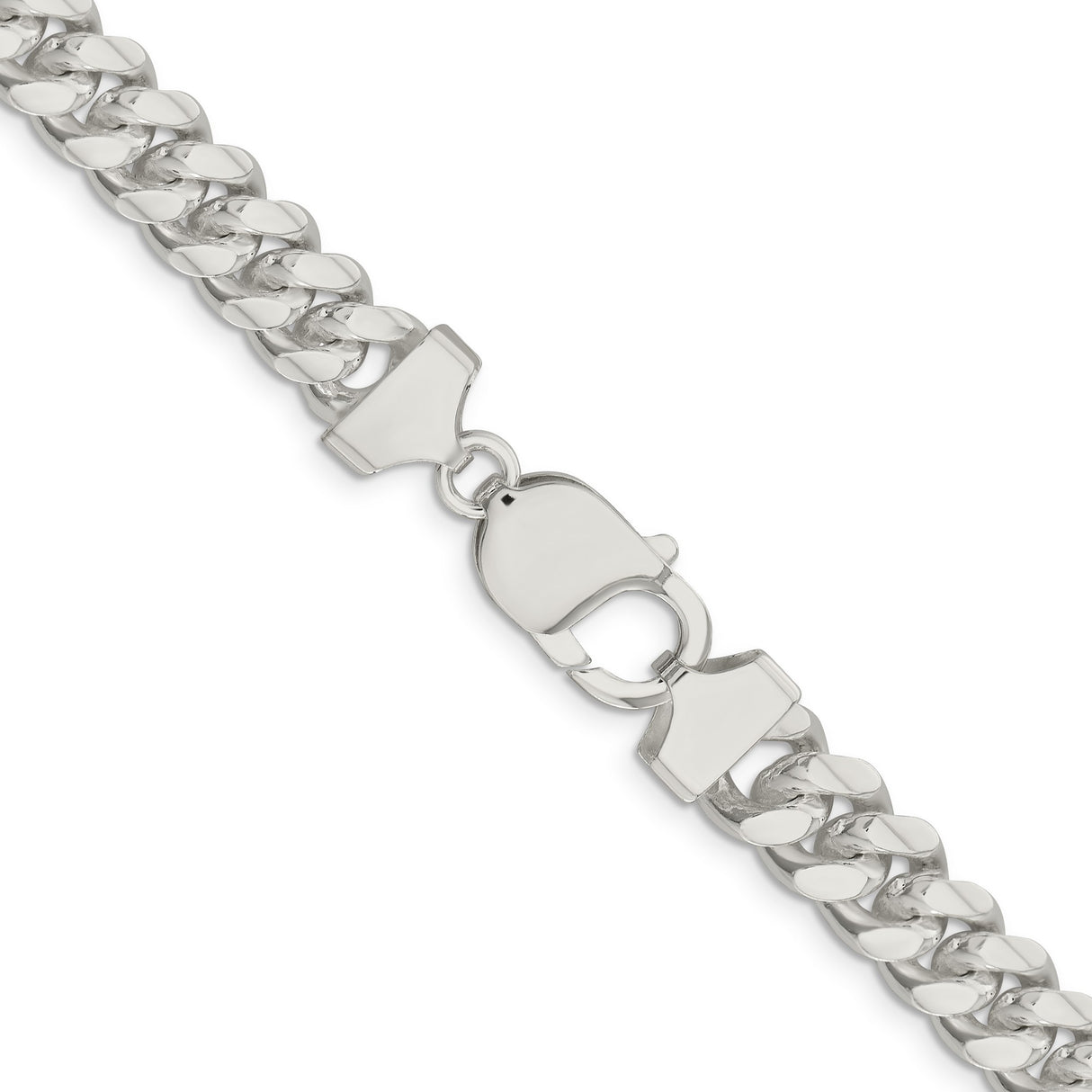 925 White Gold 9.3 mm Curb Chain Necklace, Polished alternate angle