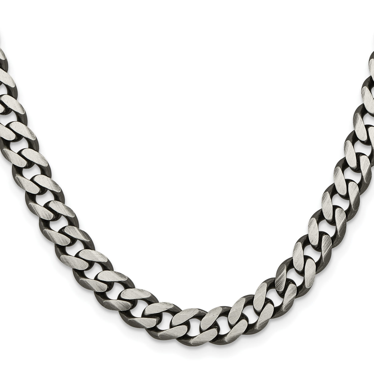 925 White Gold 9.3 mm Curb Chain Necklace, Solid