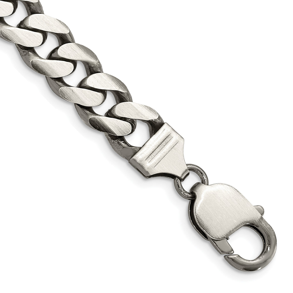 925 White Gold 9.3 mm Curb Chain Anklet, Solid shown for scale