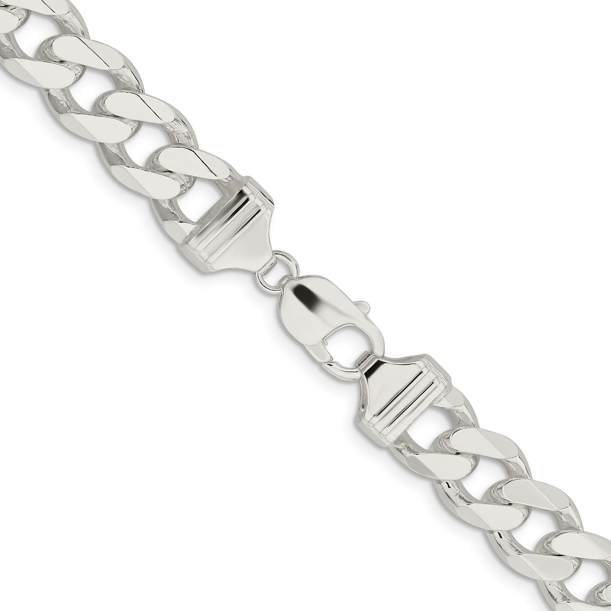 925 White Gold 13 mm Curb Chain Necklace, Polished alternate angle