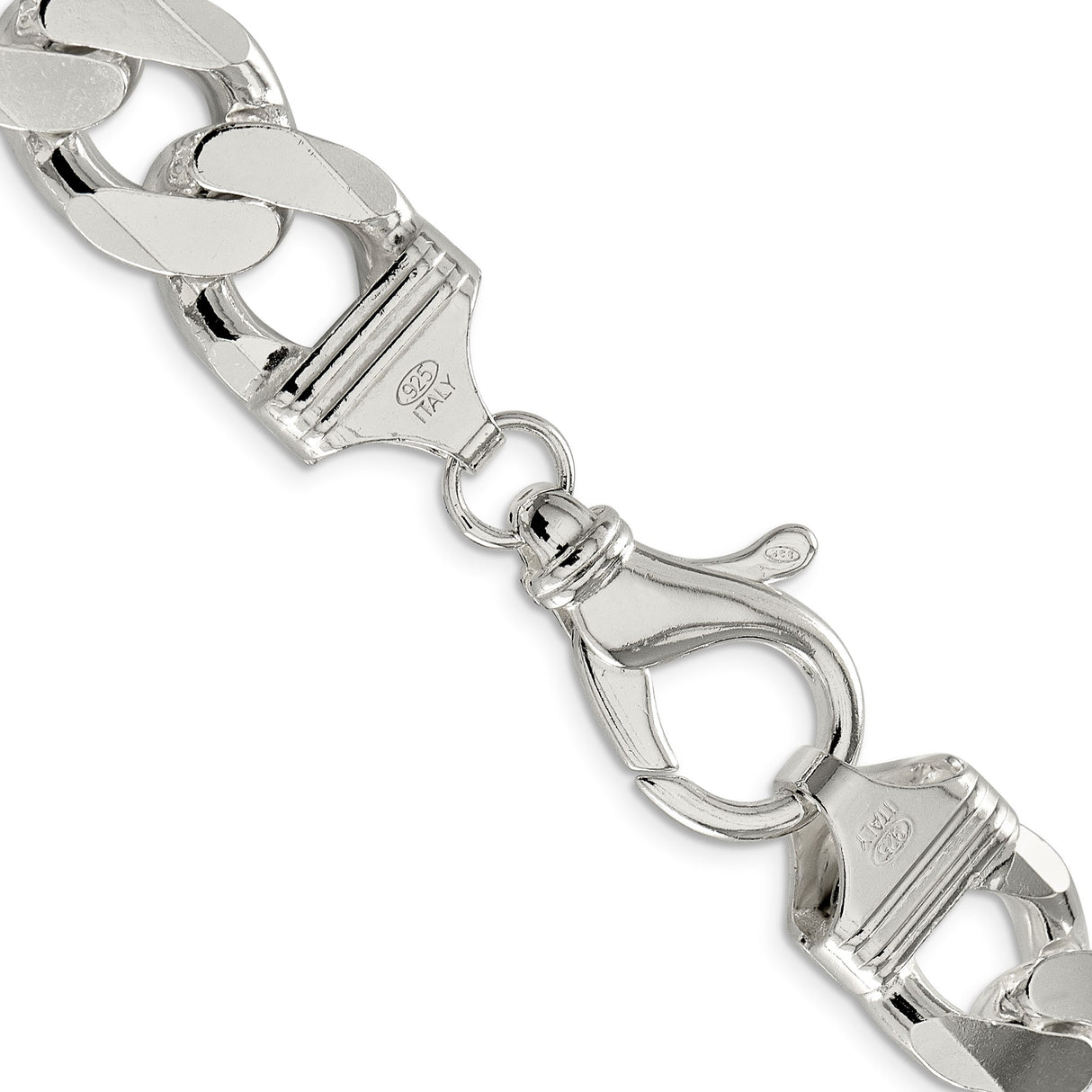 925 White Gold 16.25 mm Curb Chain Necklace, Polished alternate angle