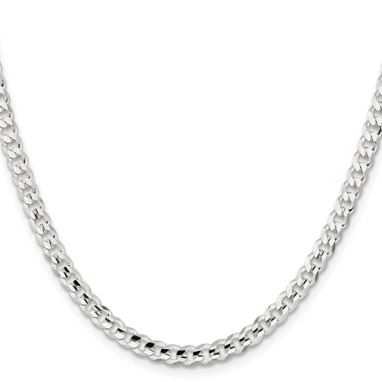 925 White Gold 4.5 mm Curb Chain Necklace, Polished