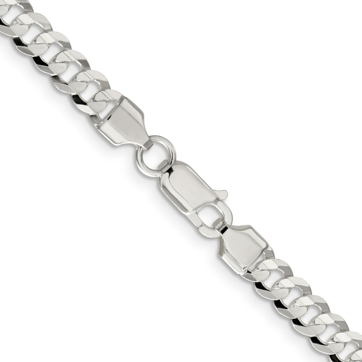 925 White Gold 5.65 mm Curb Chain Necklace, Polished alternate angle