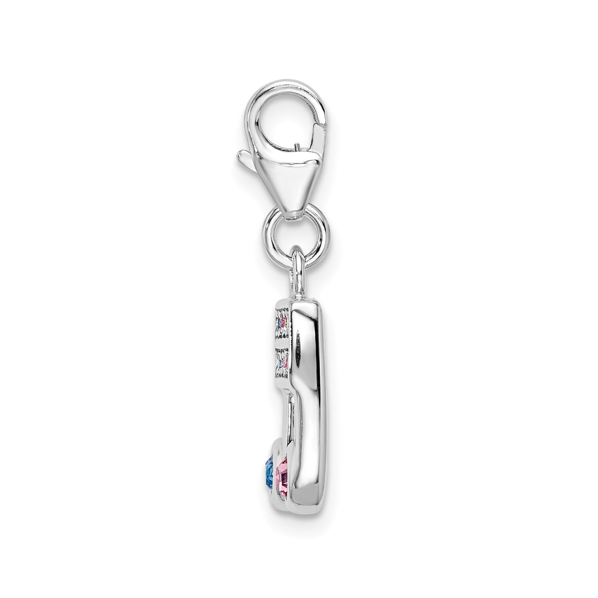 Sterling Silver Music Note Pendant with Multicolor Cubic Zirconia , Charm for Women or Musicians