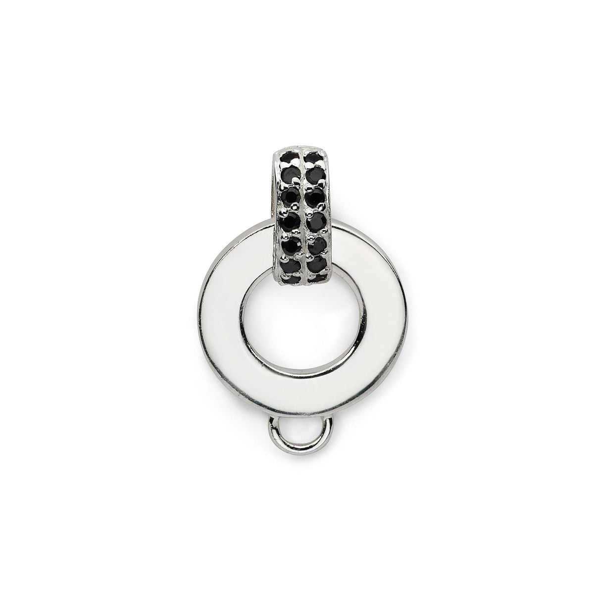 Sterling Silver Circle Pendant with Cubic Zirconia Accents, Open Design, Symbol of Unity and Eternity