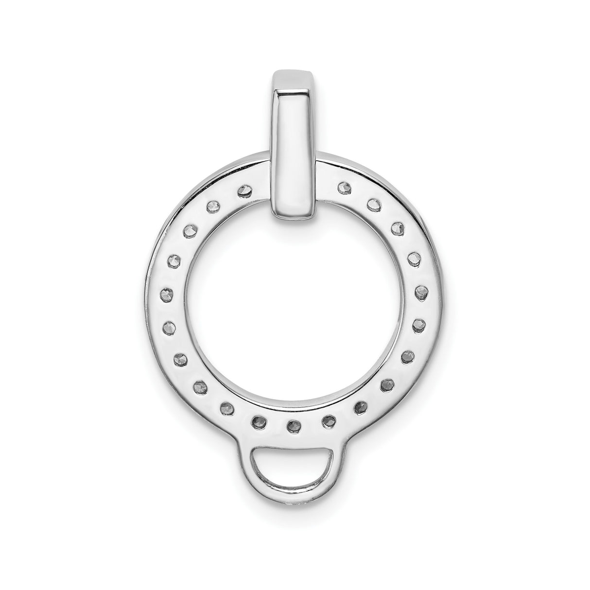 Sterling Silver Circle Pendant with Cubic Zirconia, Open Circle Minimalist Design for Women