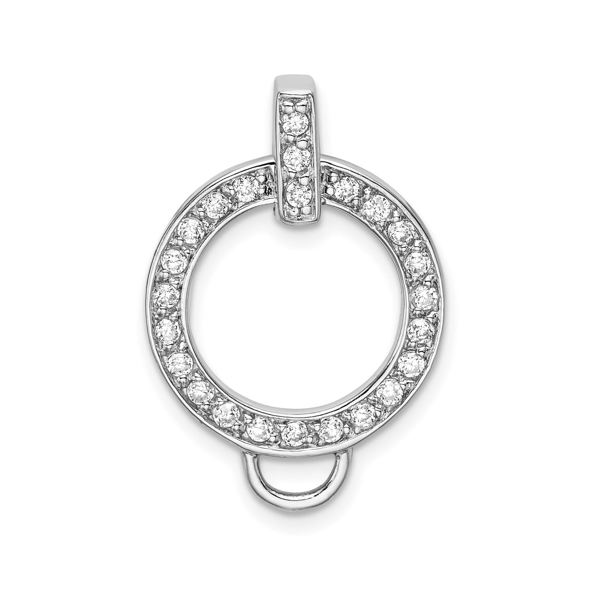 Sterling Silver Circle Pendant with Cubic Zirconia, Open Circle Minimalist Design for Women