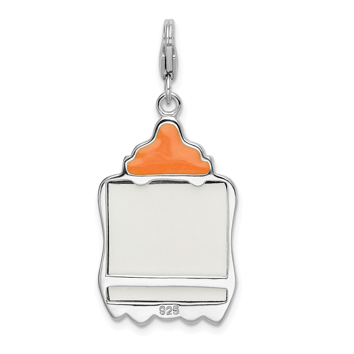 Sterling Silver Baby Bottle Charm with Enamel Letters and Photo Insert, Symbol of Motherhood