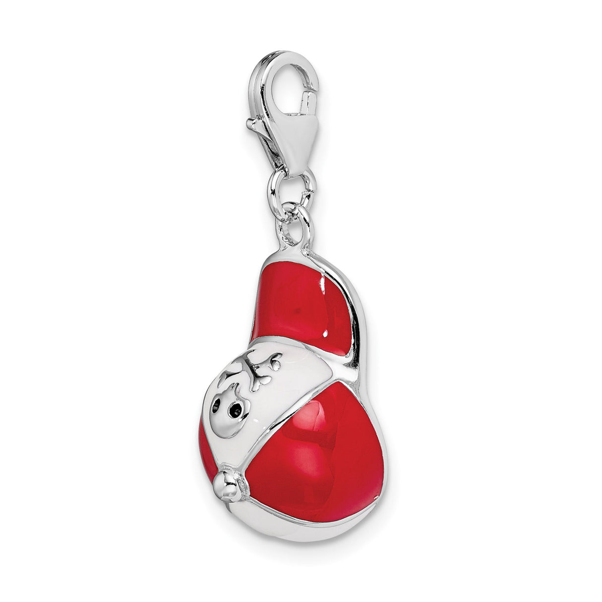 Sterling Silver Charm, Santa Nesting Doll Design with Red Enamel, Christmas Holiday Theme