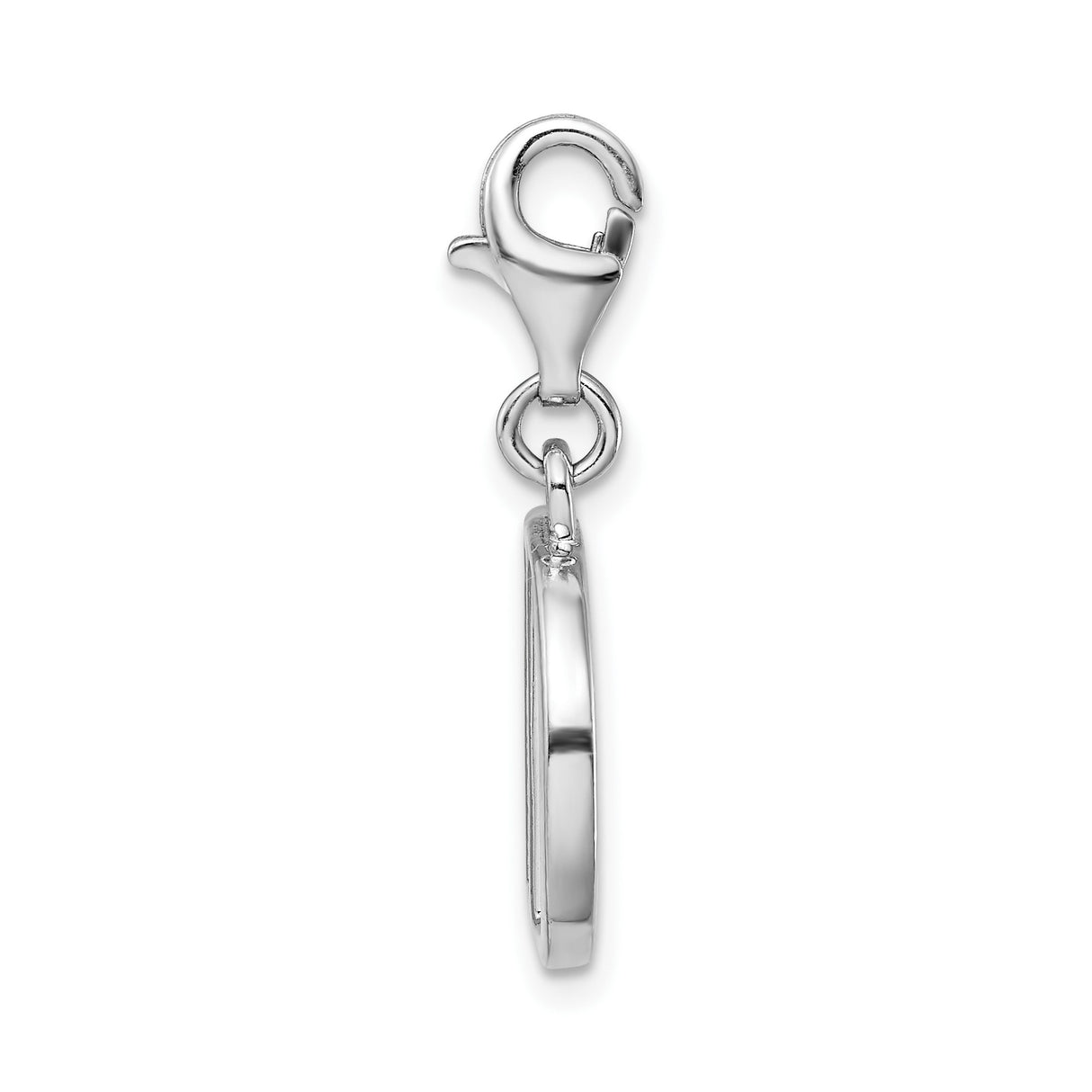 Sterling Silver Letter D Pendant Charm with Cubic Zirconia, Polished Finish