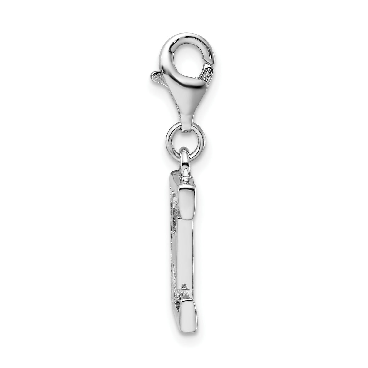 Sterling Silver Letter E Pendant Charm with Cubic Zirconia, Alphabet Jewelry for Women or Unisex
