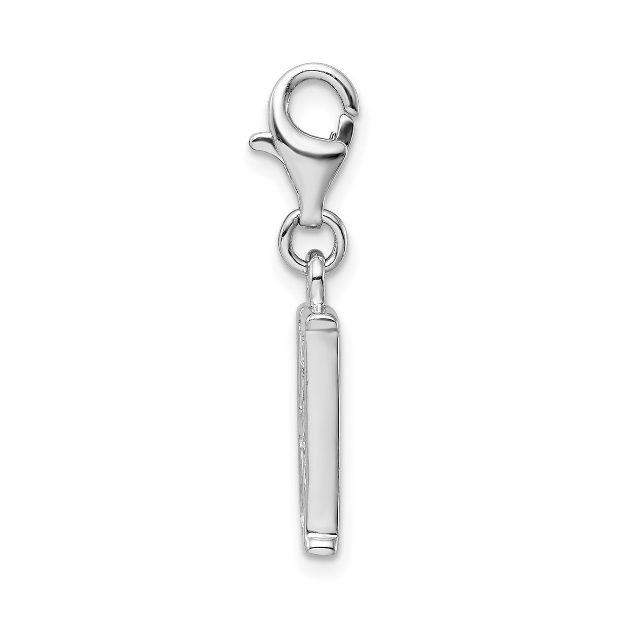 Sterling Silver H Pendant Charm with Cubic Zirconia Accent, Polished Alphabet Initial Design