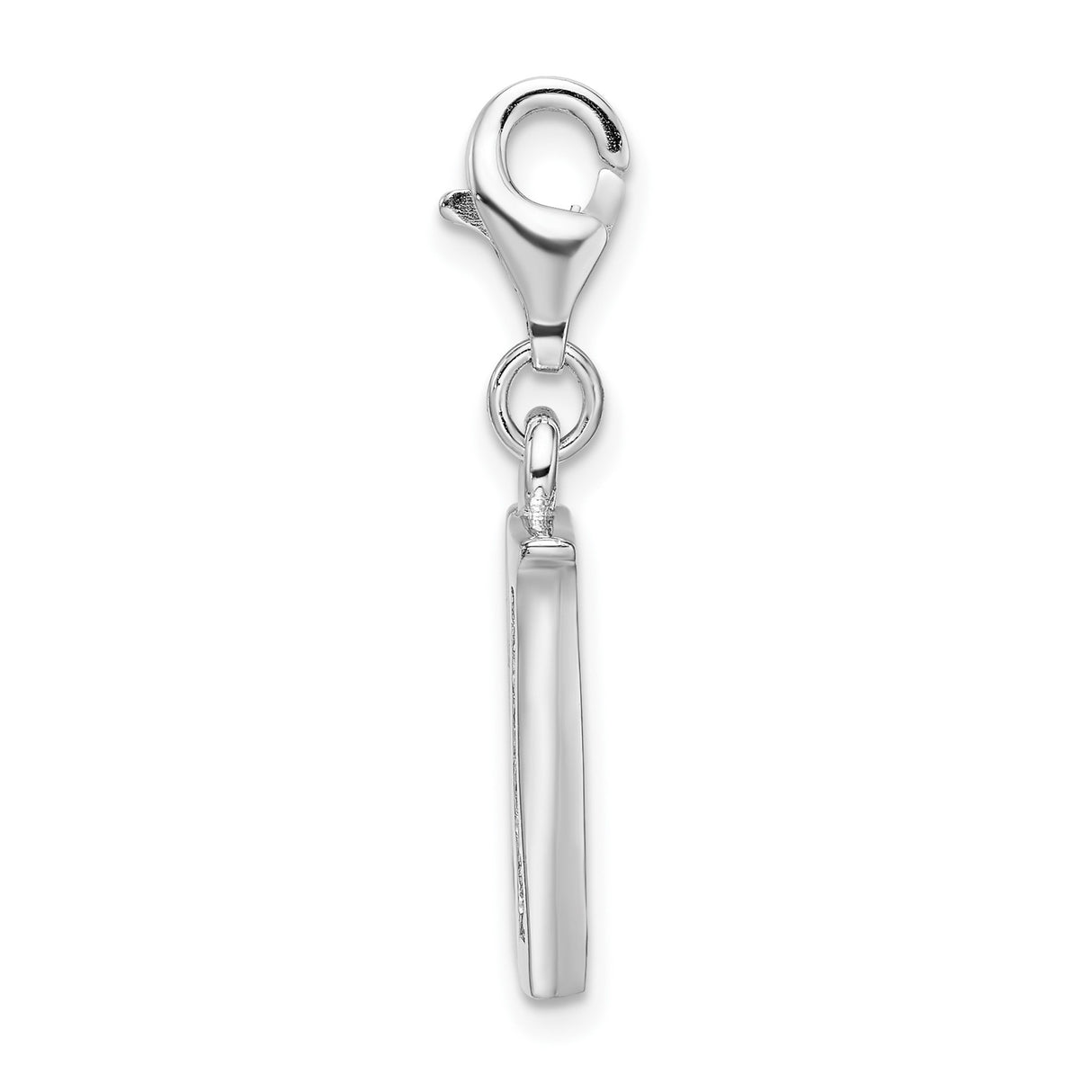 Sterling Silver Letter N Pendant Charm with Cubic Zirconia Accent