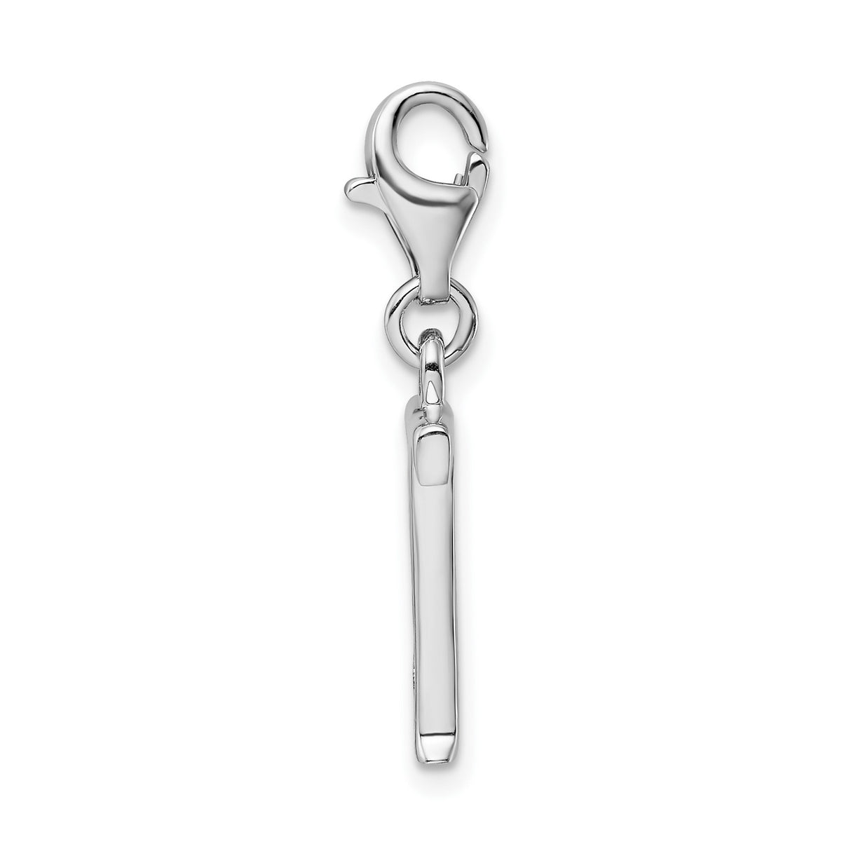 Sterling Silver T Initial Pendant Charm with Cubic Zirconia, Script Letter Design